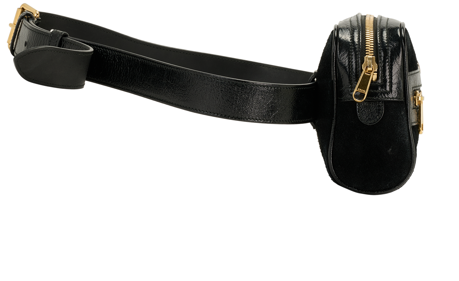 GG Web Belt Bag, &pound;295, Handbags, Black, Suede, Side view